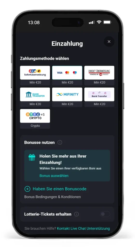 Zahlungsmethoden bei N1Bet