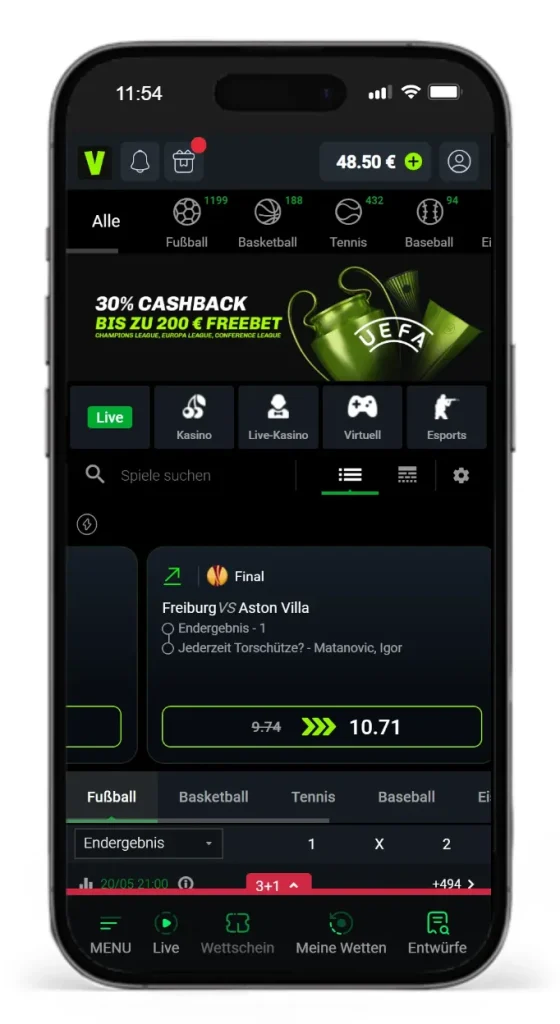 Einblick in den Velobet Sportwettenbereich