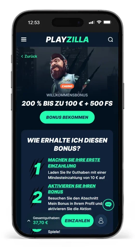 200% Bonus im PlayZilla Online Casino
