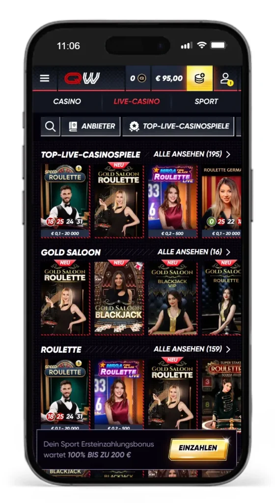 Einblick ins QuickWin Live Casino