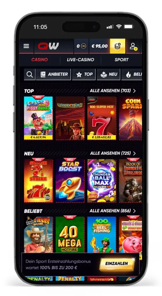 Slotauswahl im QuickWin Online Casino