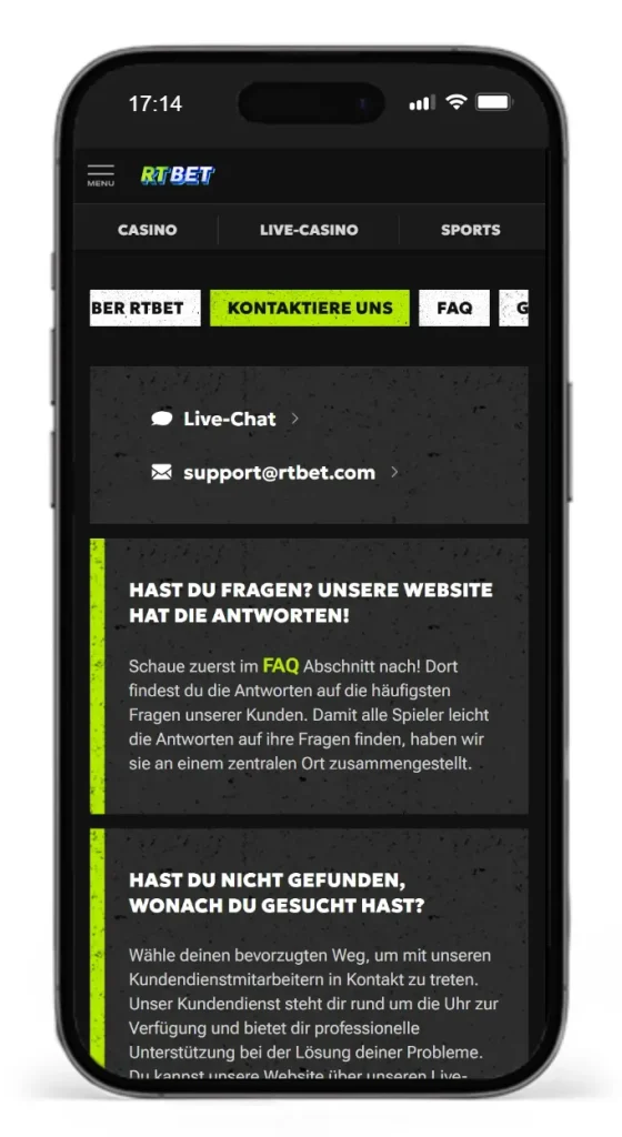 Das RTbet Hilfezentrum