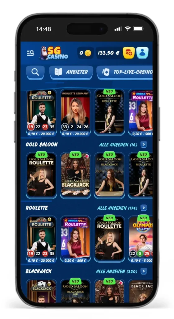Einblick ins SG Live Casino