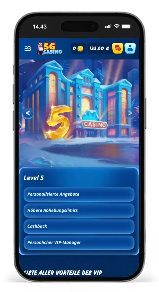 Level 5 im SG Casino VIP-Programm