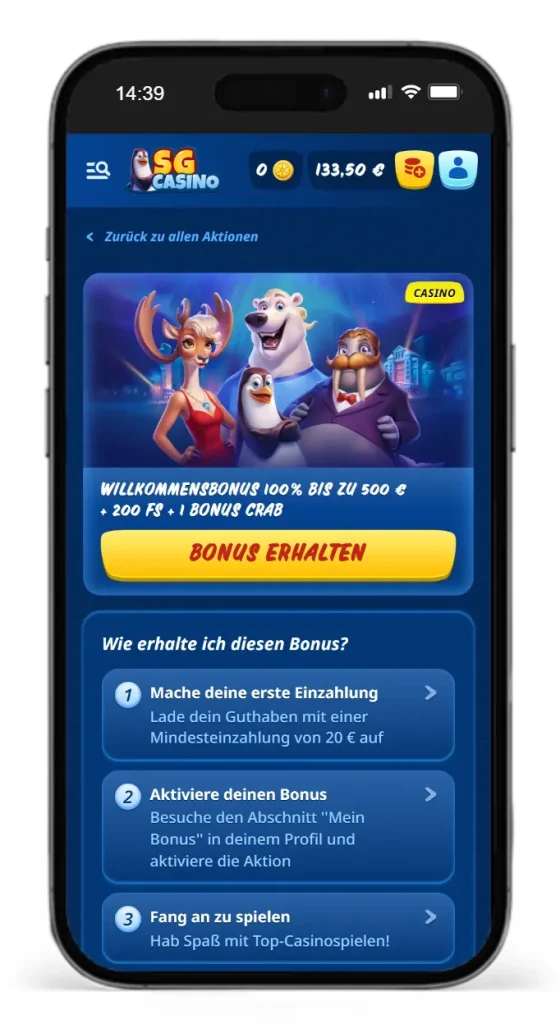 Willkommensbonus im SG Casino