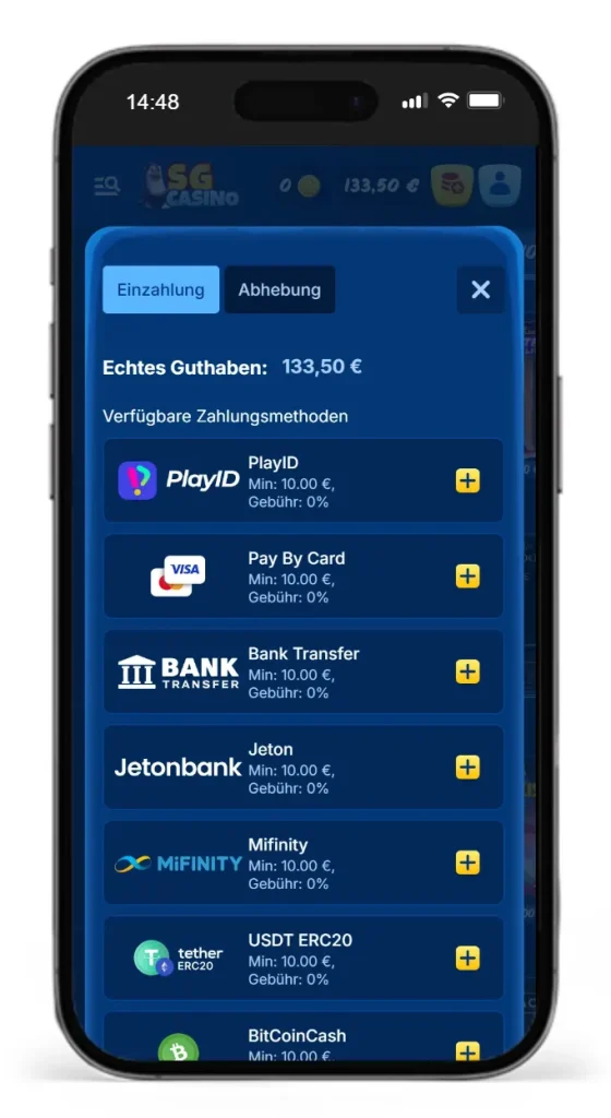 Zahlungsmethoden im SG Online Casino