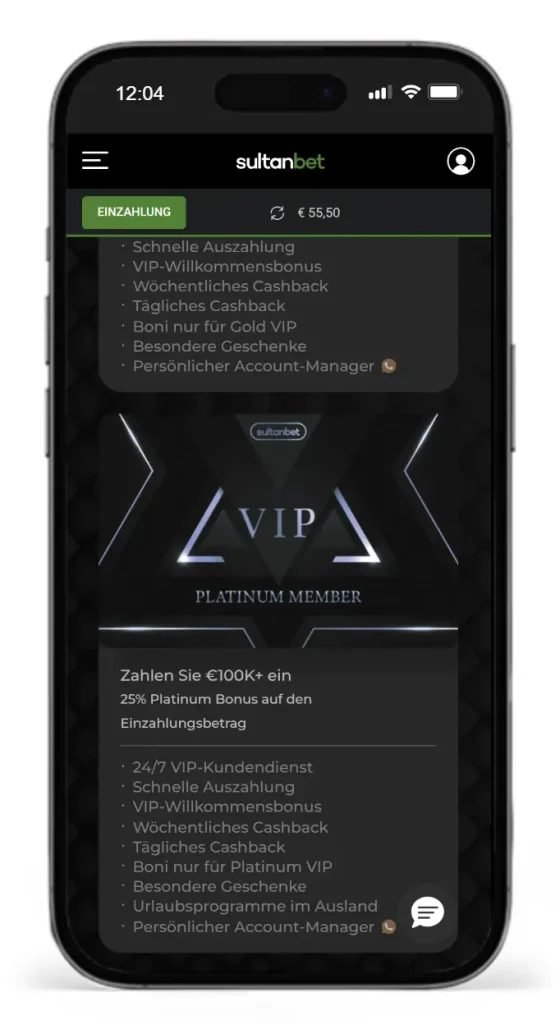 Platin-Stufe im Sultanbet VIP-Programm
