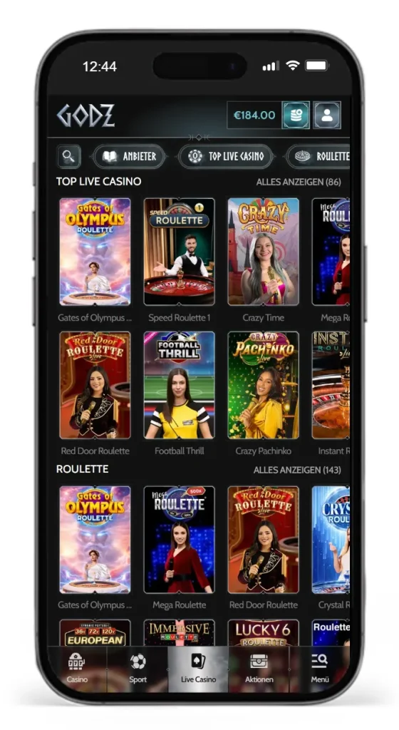 Einblick ins Godz Live Casino