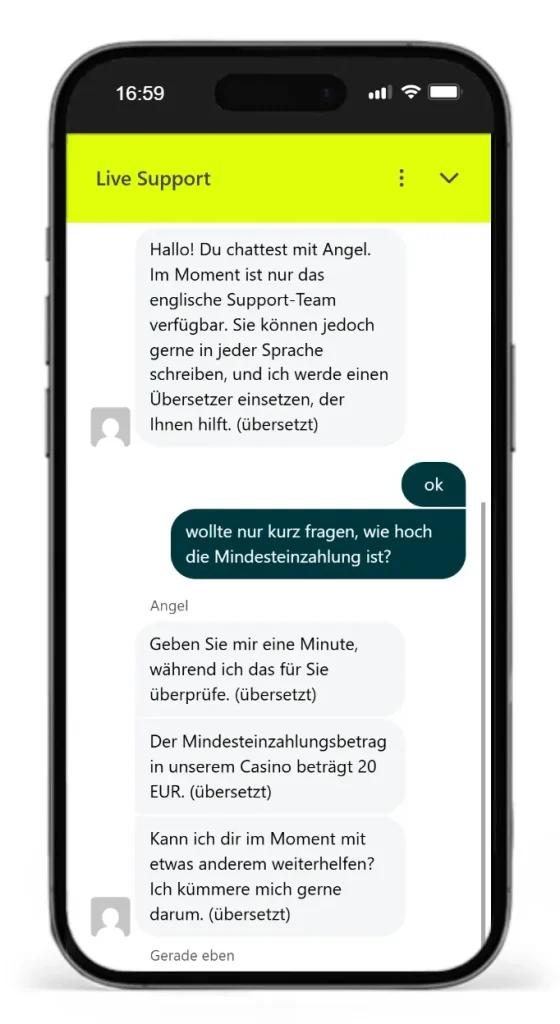 Der Spinhub Live Chat im Test
