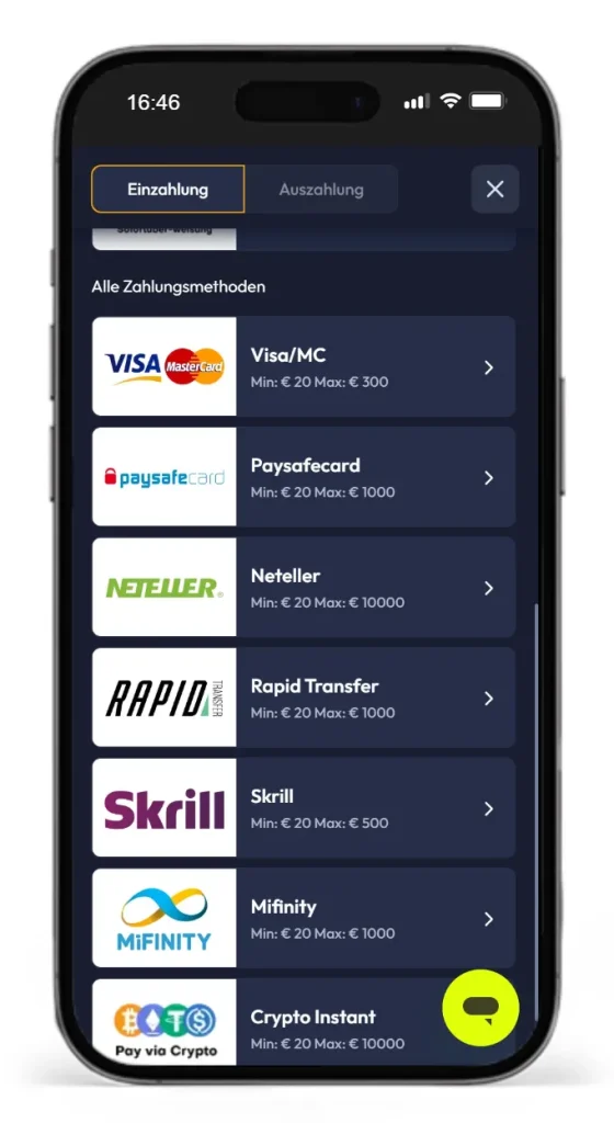 Einzahlungsmethoden bei Spinhub