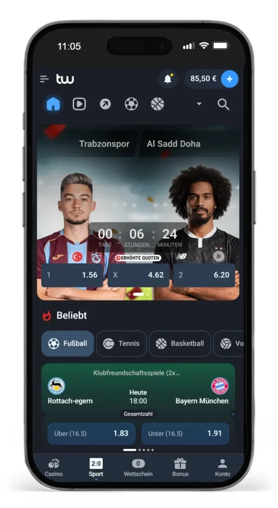 Einblick in den Sportwetten Bereich bei Twin