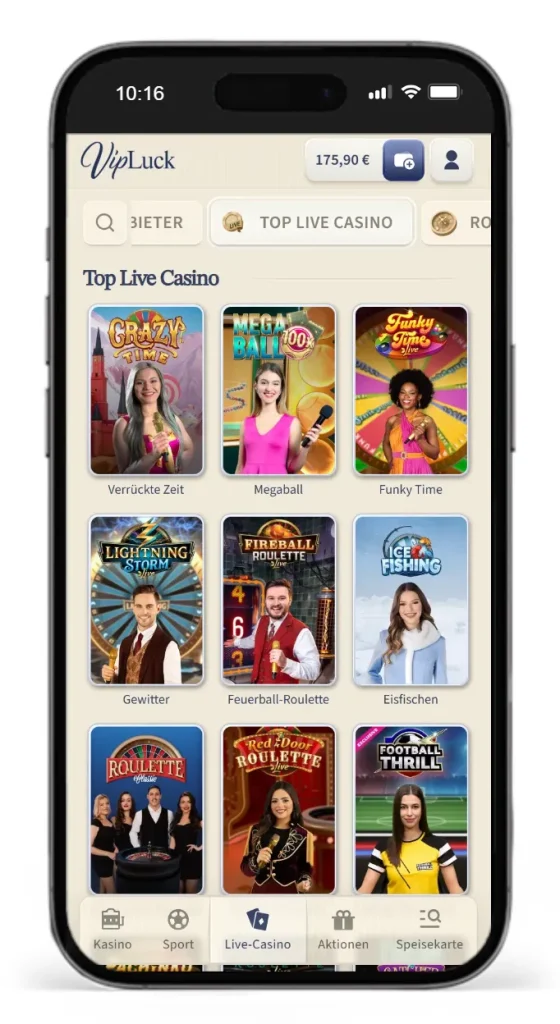 Einblick ins VIP Luck Live Casino