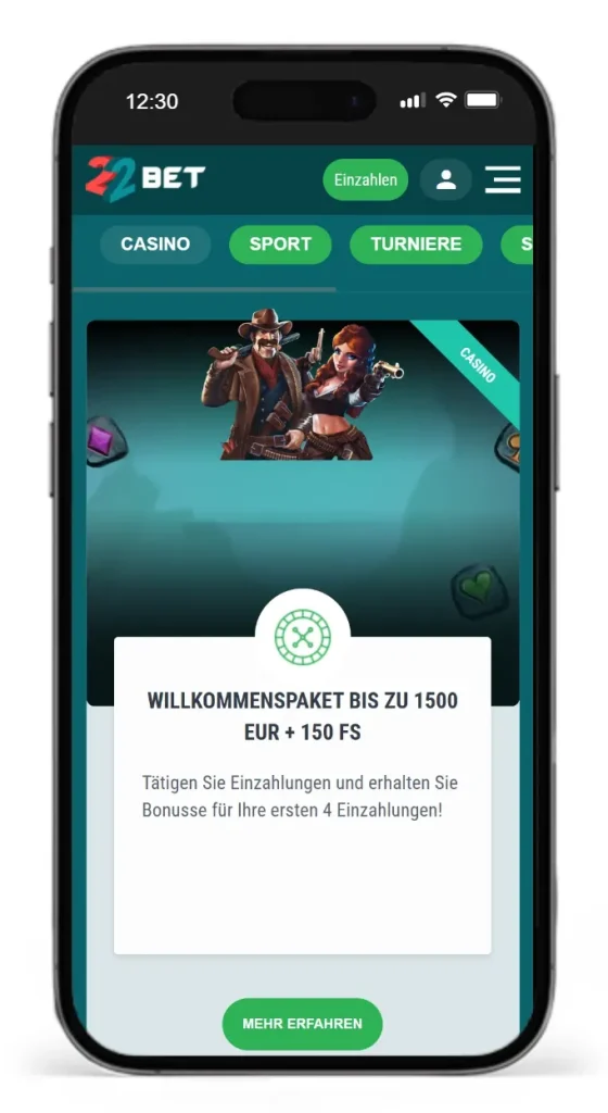 Casino Willkommenbonus bei 22bet