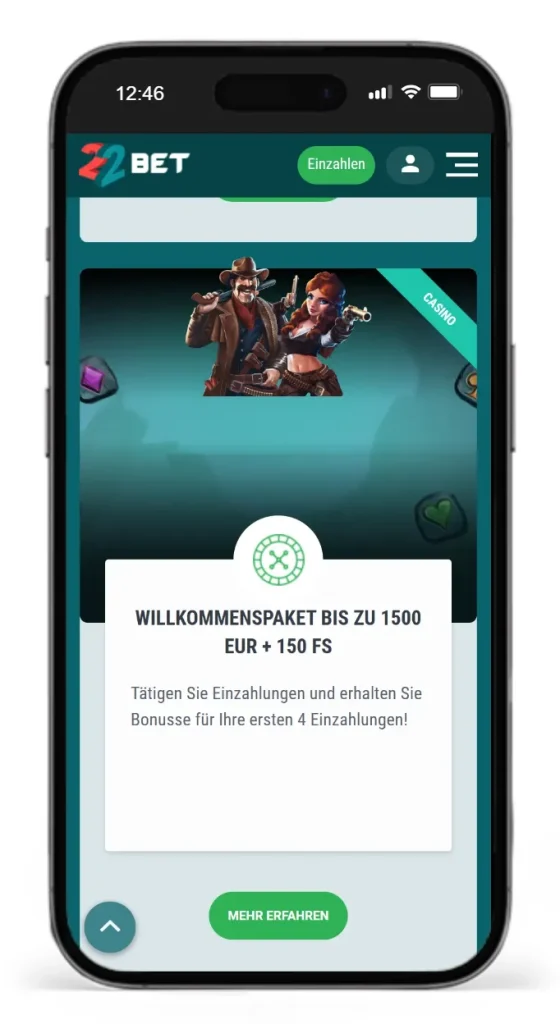 Willkommensbonus bei 22bet