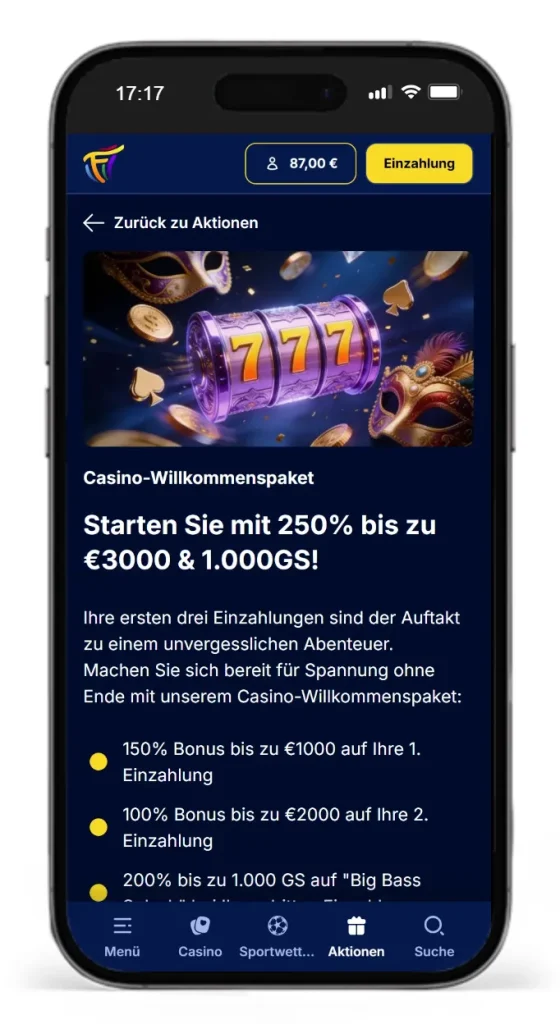 Casino Willkommensbonus bei Fiestaslots