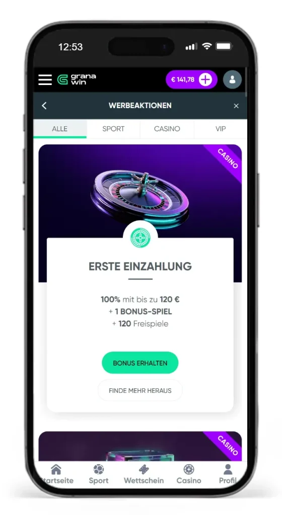 Neukundenbonus im Granawin Casino ohne Lugas