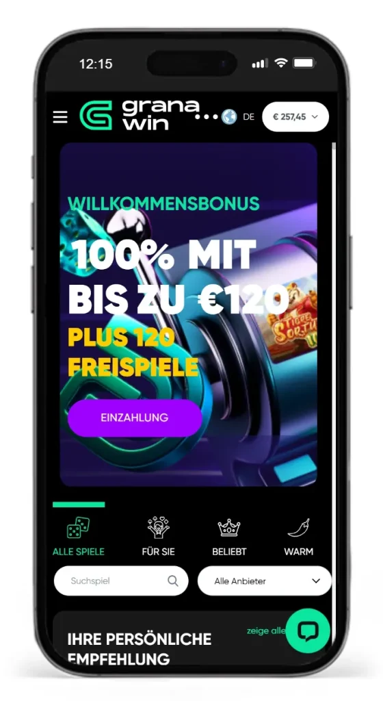 Willkommensbonus im VPN Online Casino Granawin