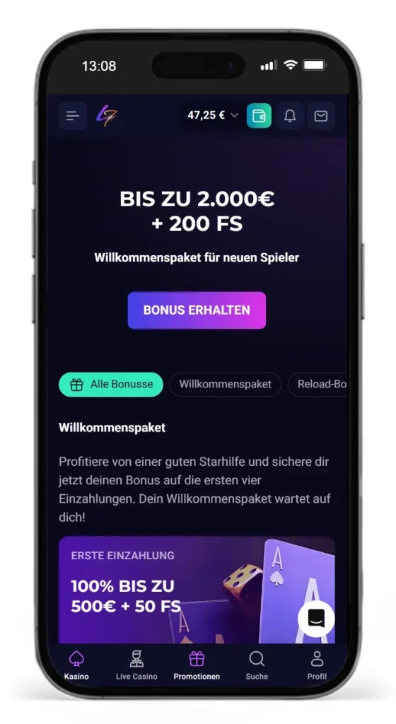 Willkommensbonus im Lucky7even Casino ohne OASIS