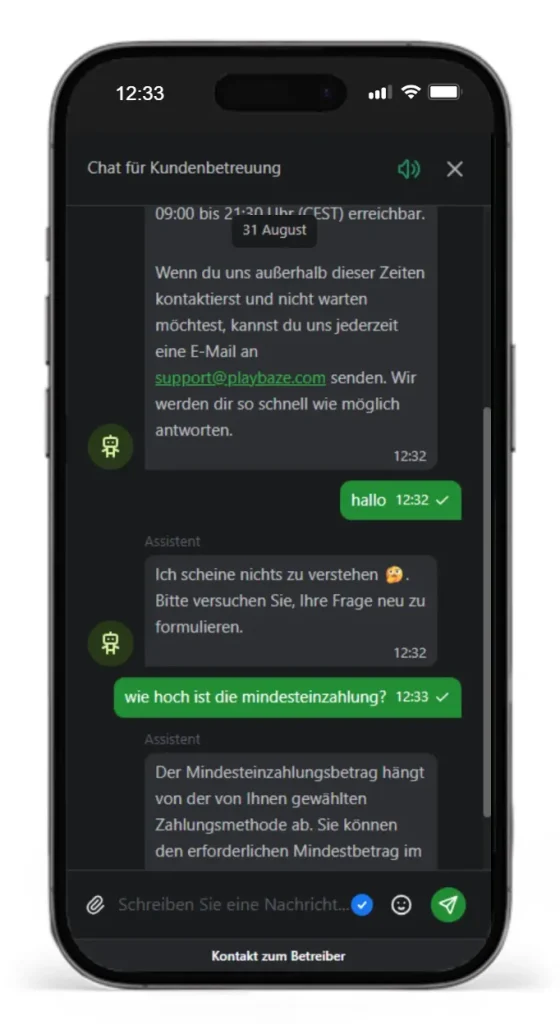 Der Playbaze Kundensupport im Test