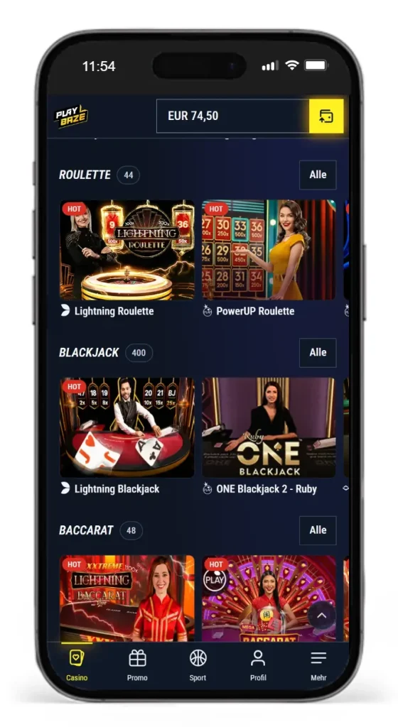 Einblick ins Playbase Live Casino