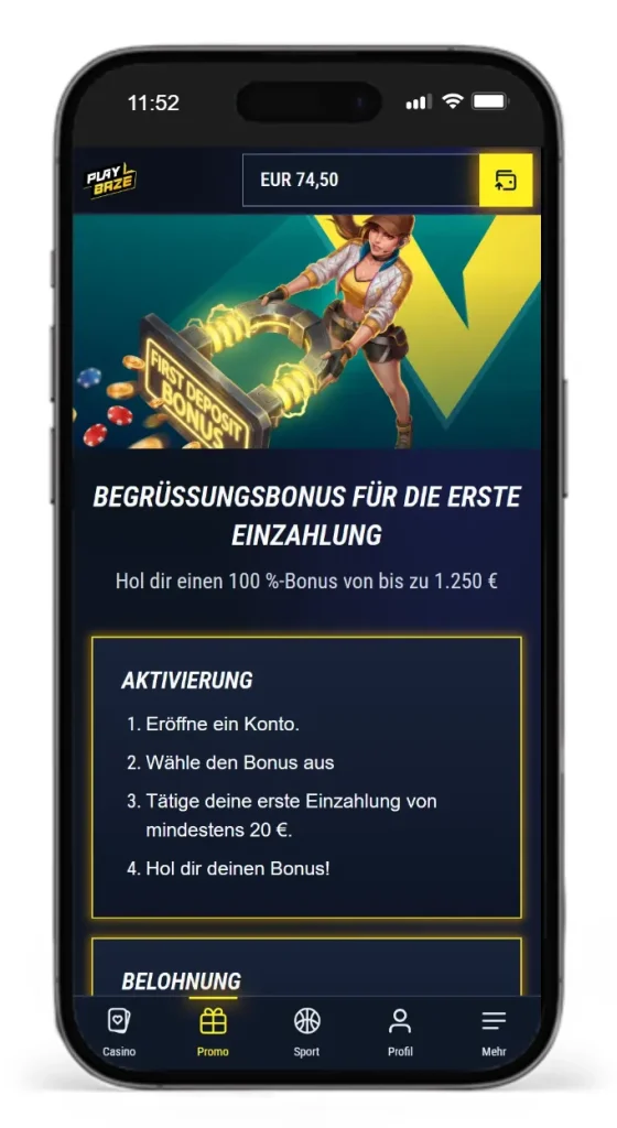Willkommensbonus im Playbaze Online Casino