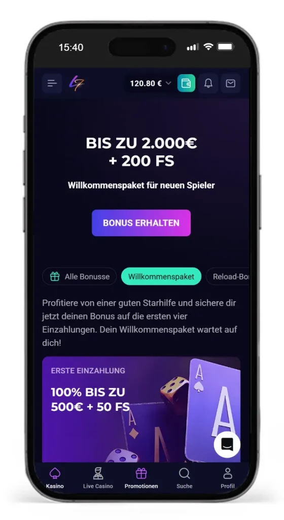 Wilkommensbonus bei Lucky7even