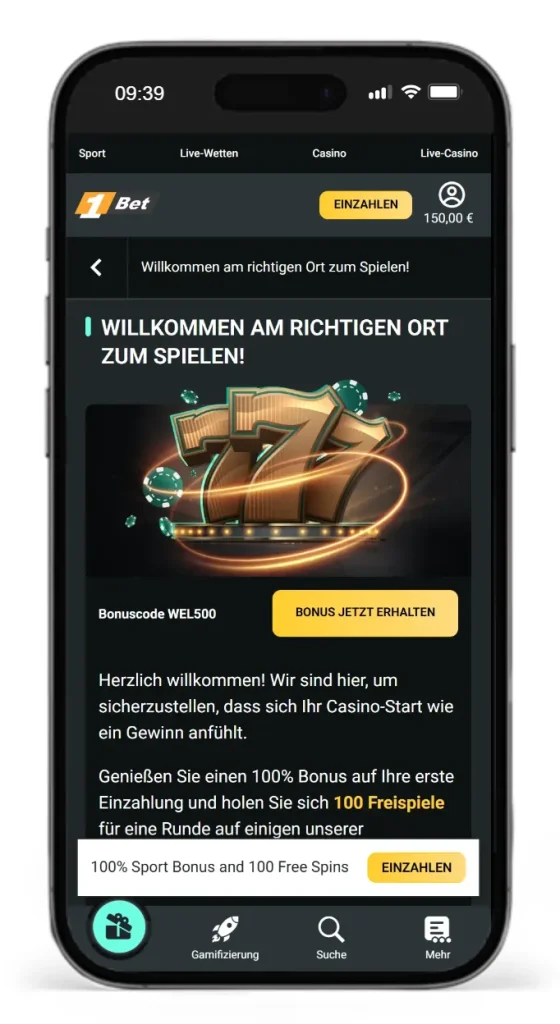 Willkommensbonus bei 1Bet