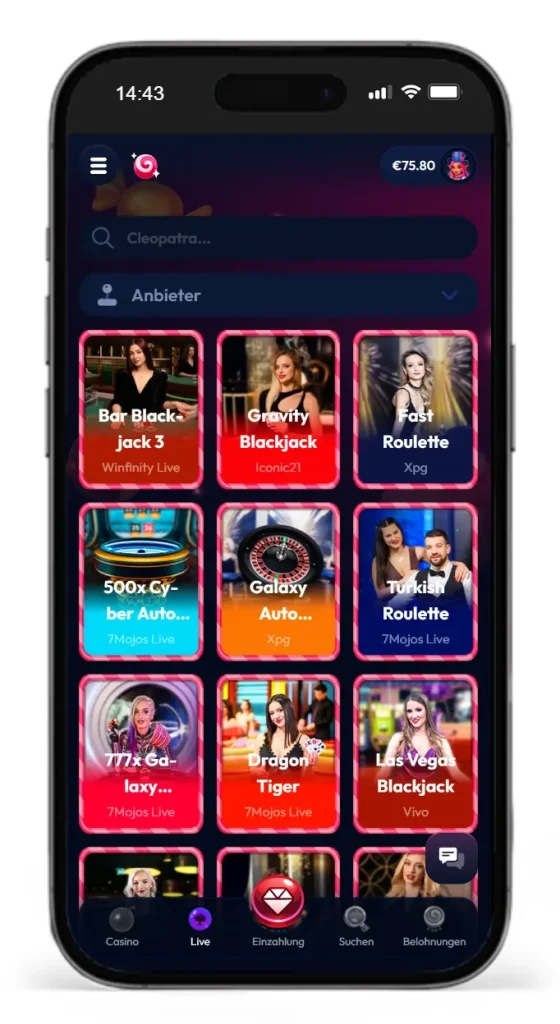 Einblick ins Gambiva Online Casino