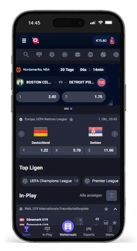 Einblick in den Gambiva Sportwetten Bereich