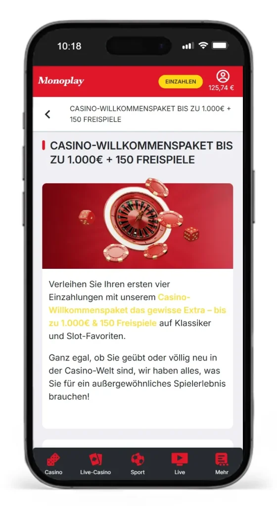 Willkommensbonus bei Monoplay