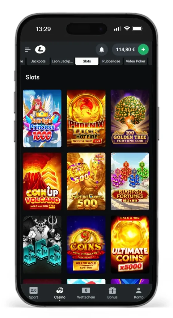 Slots mit kleinem Einsatz im Leon Casino