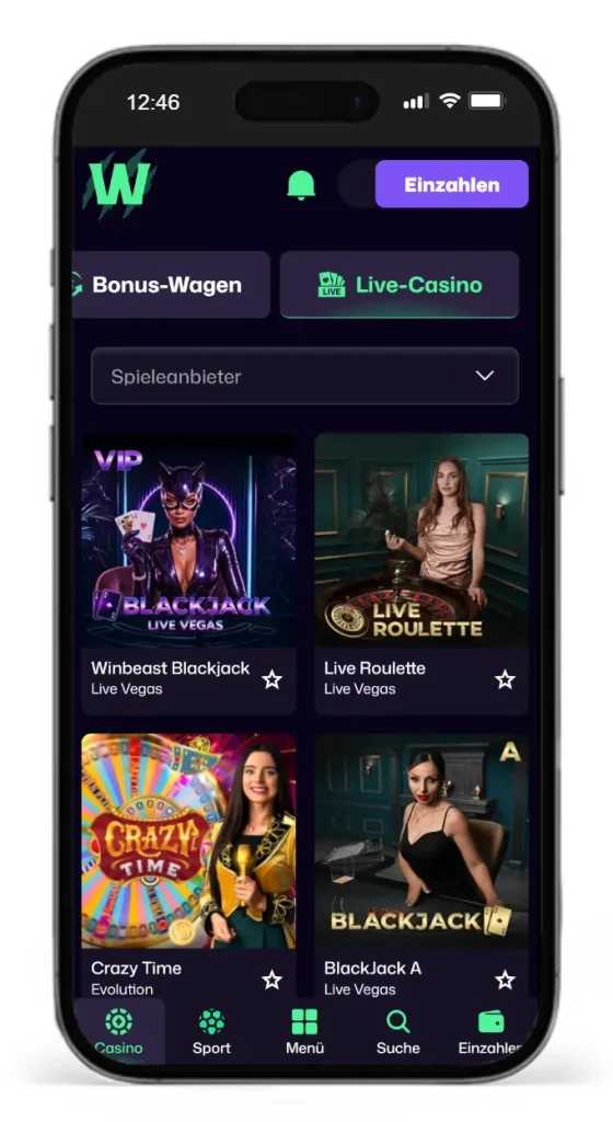Einblick ins Winbeast Live Casino